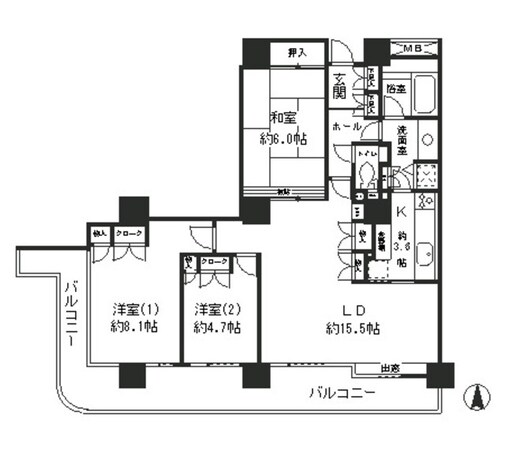 リバーポイントタワーの物件間取画像